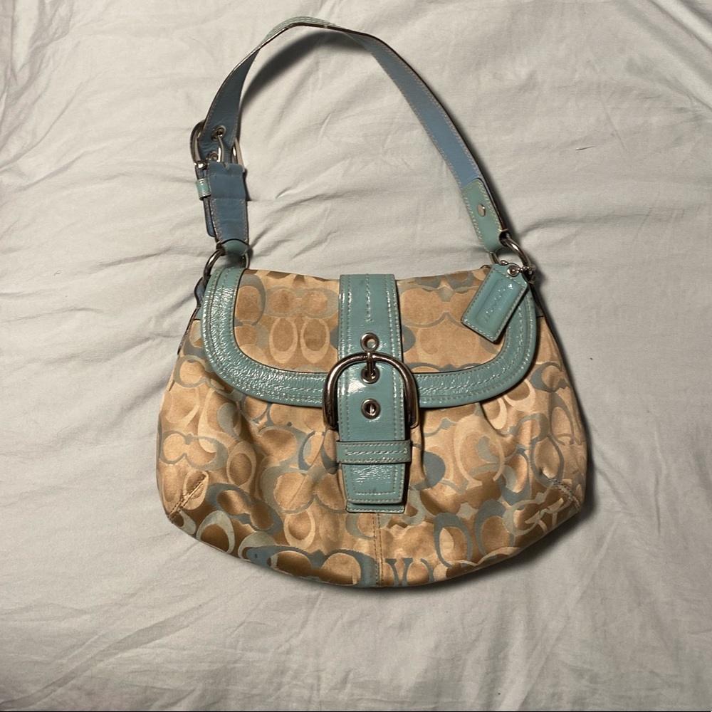 Blue / Green / Tan / Cream Coach Bag